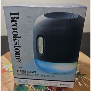 Brookstone *NIB Bass Beat Wireless LED Speaker Light Show Bluetooth USB Charging